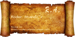 Roder Atanáz névjegykártya